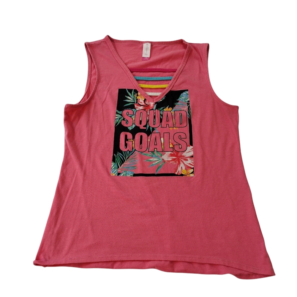 No Boundaries Squad Goals Large Pink Tank Top Cotton Polyester NEW